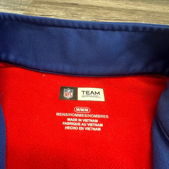 NFL Team Apparel NY Blue Red Mens M New York Giants Football 1/4 Zip Sweatshirt - Picture 3 of 9